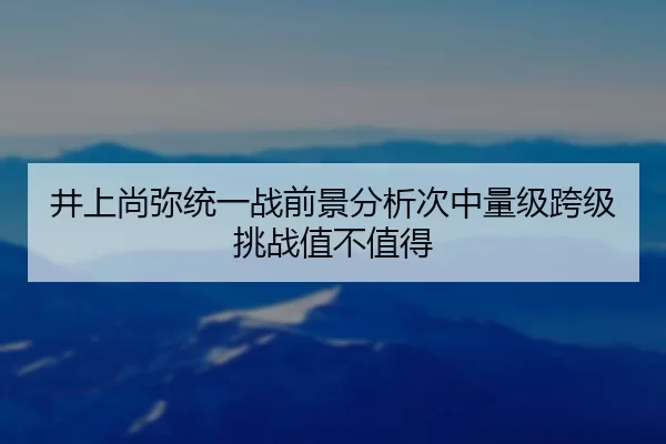 井上尚弥统一战前景分析次中量级跨级挑战值不值得